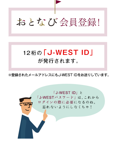 12桁の「J-WEST ID」が発行されます。