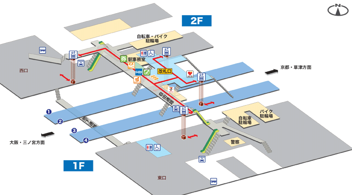 長岡京駅構内図