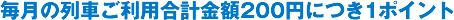 �����̗�Ԃ����p���v���z200�~�ɂ�1�|�C���g