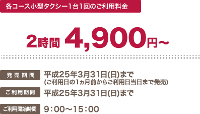 �e�R�[�X���^�^�N�V�[1��1��̂����p����
2���ԁ@4,900�~�`�^����25�N3��31��(��)�܂�(�����p����1�����O���炲���p�������܂Ŕ���) �����p���ԁF����25�N3��31��(��)�܂� �����p�J�n���ԁF9�F00�`15�F00