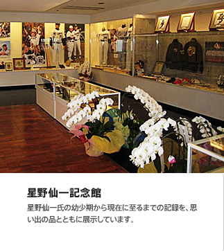 星野仙一記念館:星野仙一氏の幼少期から現在に至るまでの記録を、思い出の品とともに展示しています。