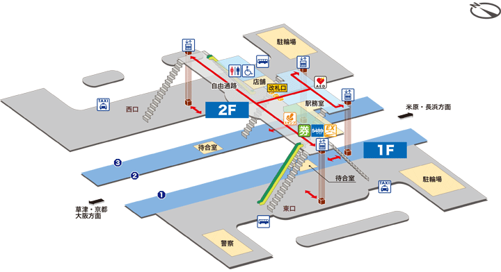 河瀬駅構内図