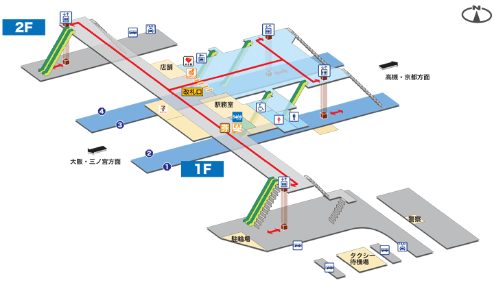 岸辺駅構内図
