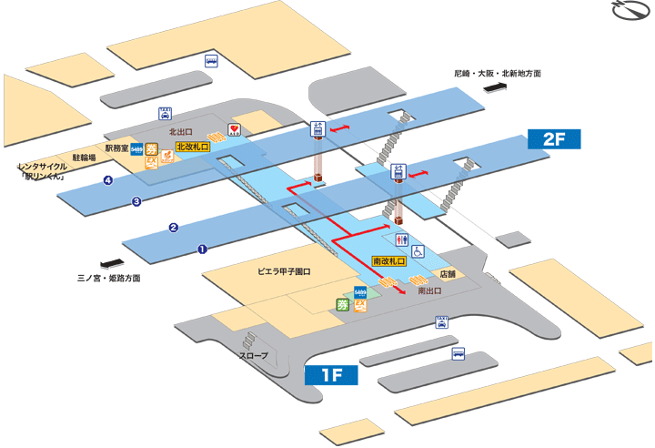 甲子園口駅構内図