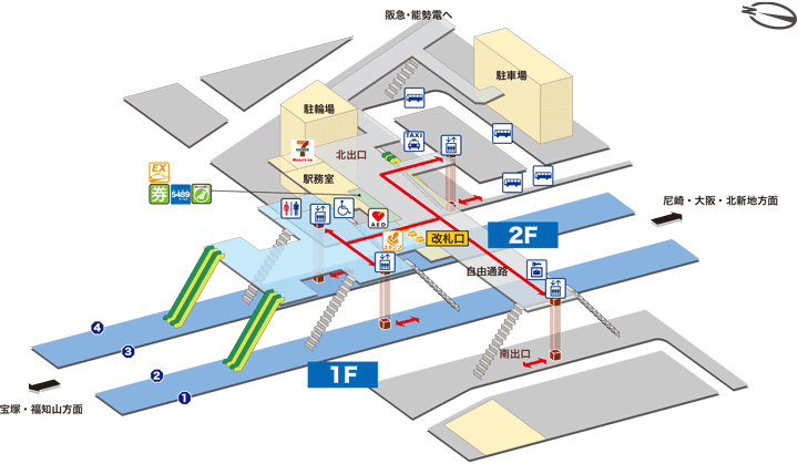 川西池田駅構内図