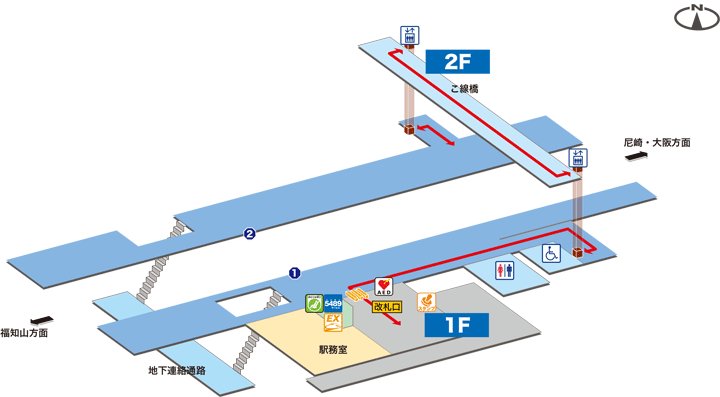 生瀬駅構内図