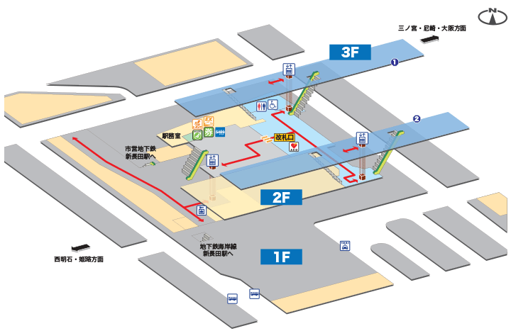 新長田駅構内図