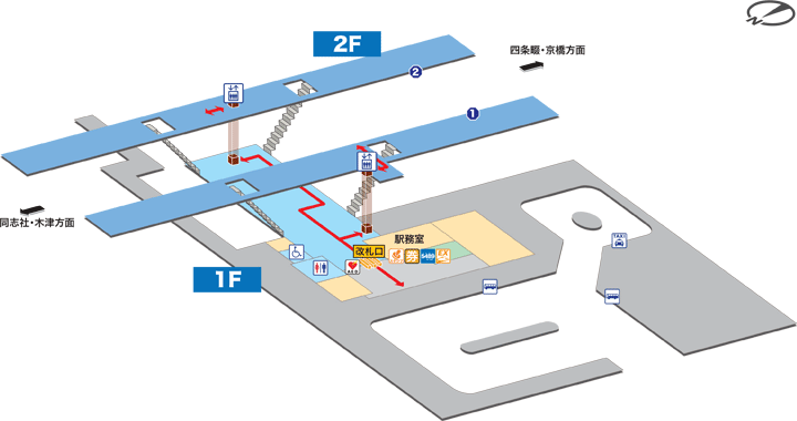 津田駅構内図