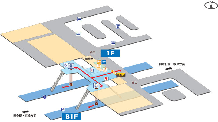松井山手駅構内図