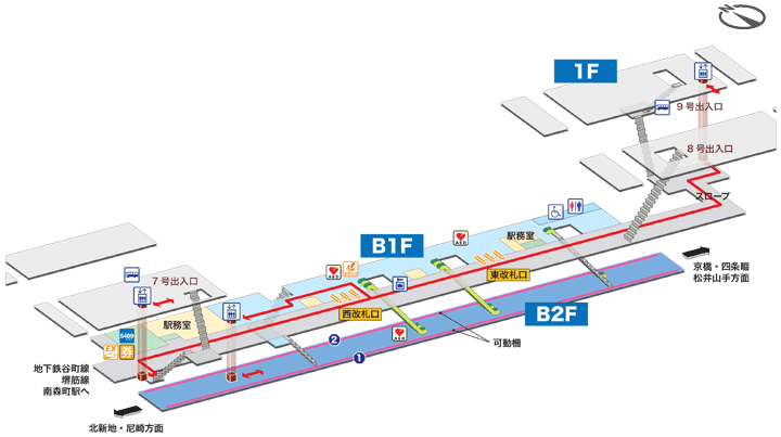 大阪天満宮駅構内図