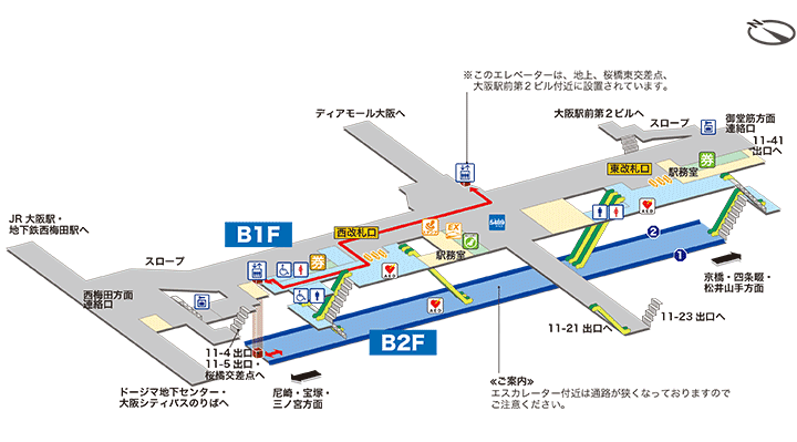 北新地駅構内図