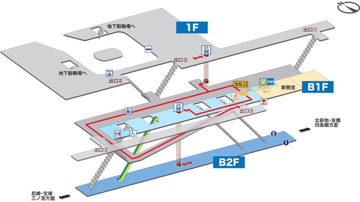 加島駅構内図