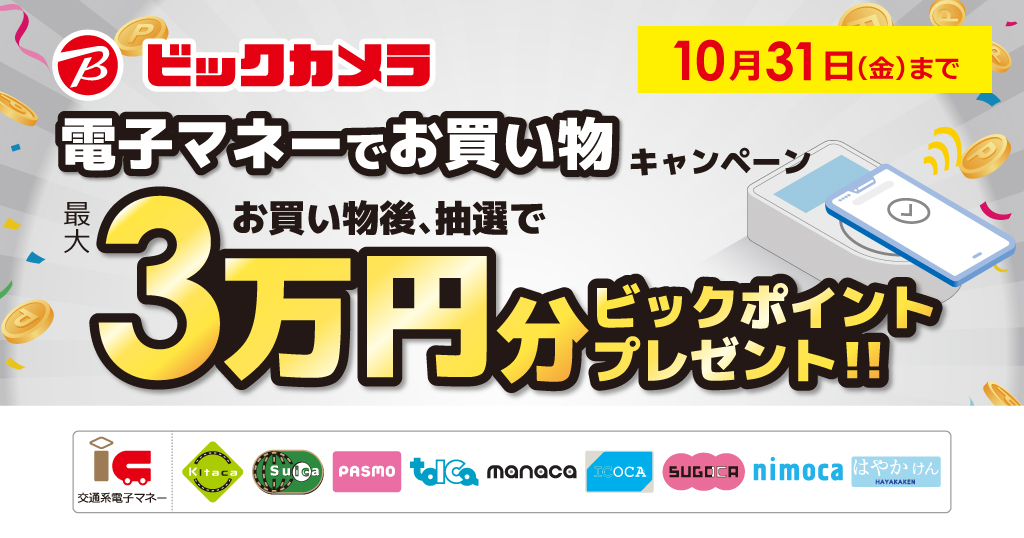 ビックカメラ 電子マネーでお買い物キャンペーン