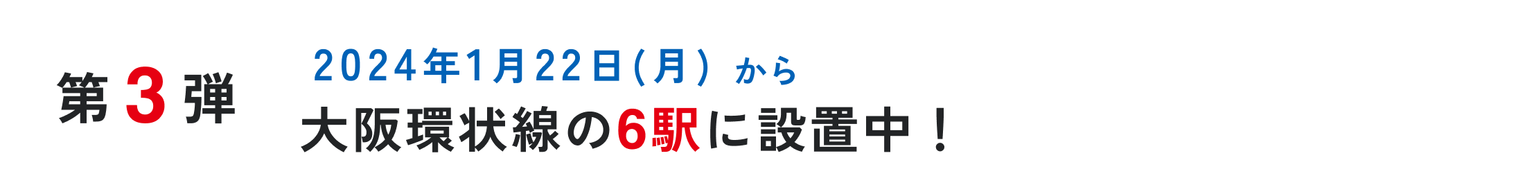 2024年1月22日(月)から大阪環状線の6駅に設置！(予定)