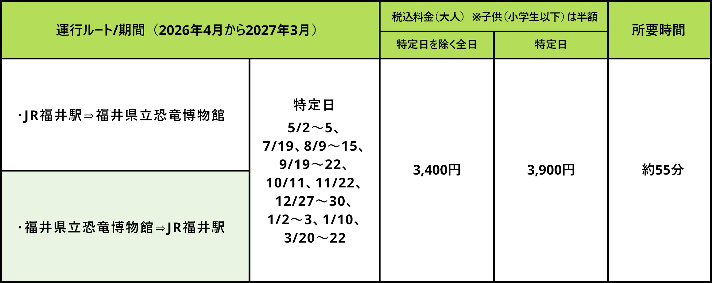 料金表