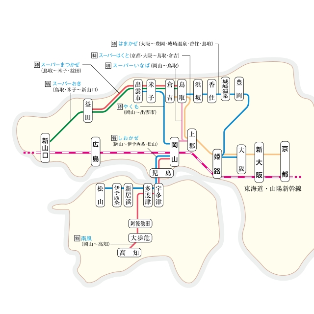 中国・四国の地図