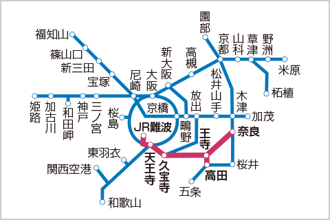 大和路線（一部和歌山線含む）の路線図