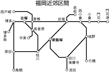 福岡近郊の区間図