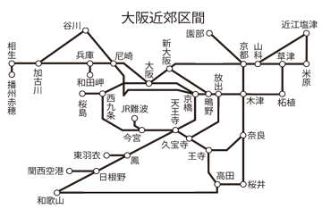 大阪近郊の区間図