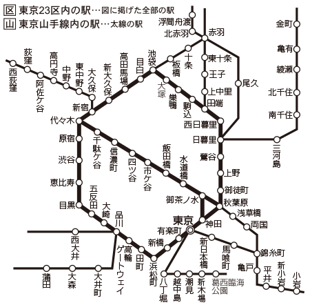 東京23区内の駅 路線図