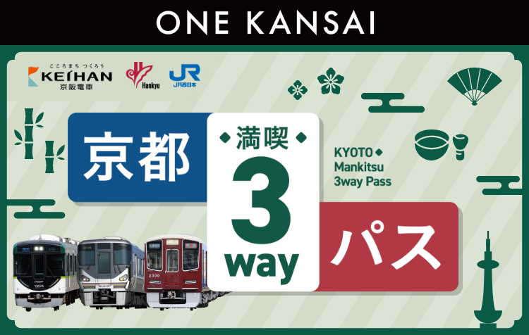 ONE KANSAI 京都満喫3wayパス 京阪電車 阪急電鉄 JR西日本