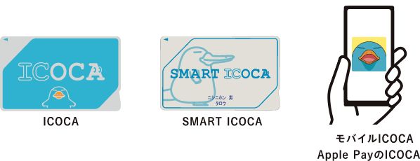 ICOCA、SMART ICOCA、モバイルICOCA、Apple PayのICOCA