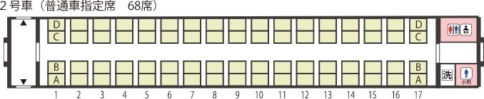 2号車（普通車指定席　68席）