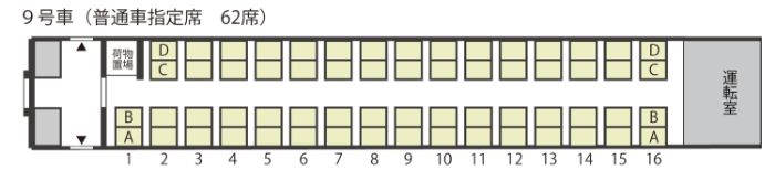 9号車（普通車指定席　64席）