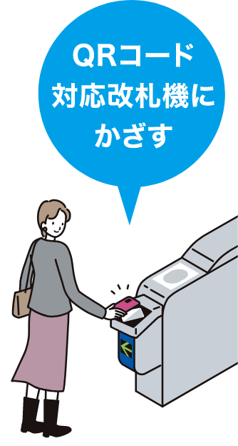 QRコード対応改札機にかざす