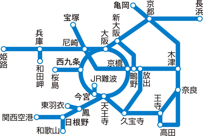 JR西日本QR2dayパス 自由周遊区間の路線図