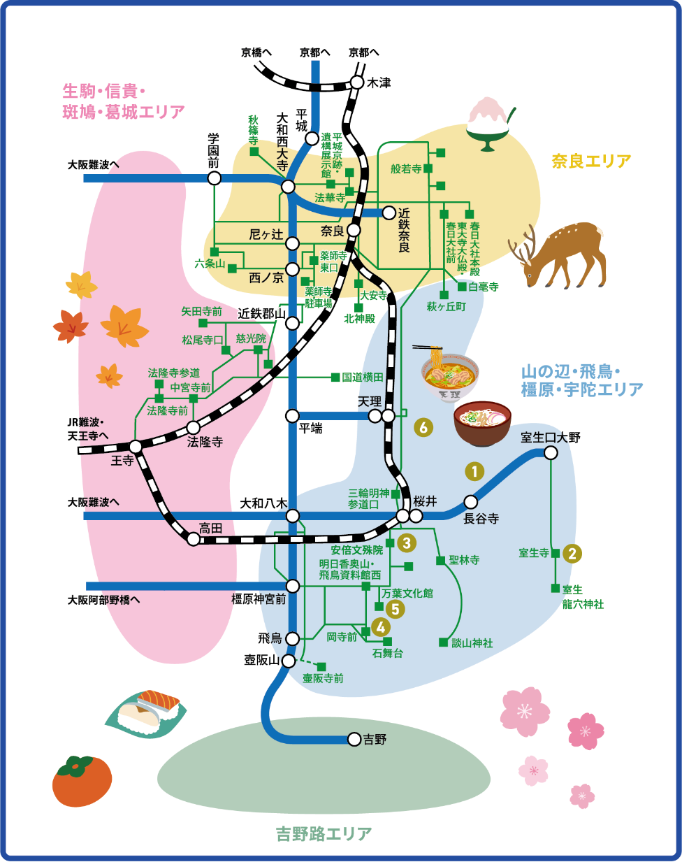 画像：奈良デジタル周遊フリーパスの観光MAP
