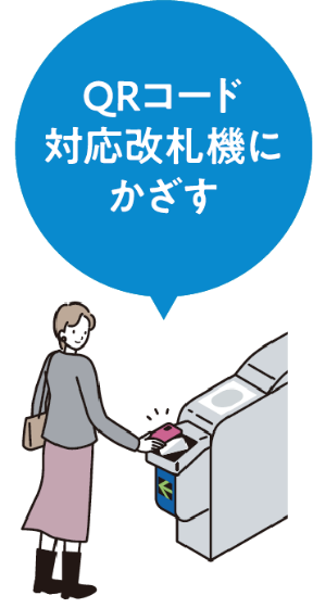 QRコード対応改札機にかざす