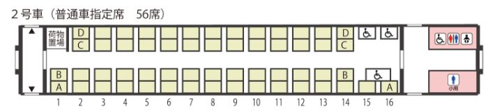 2号車（普通車指定席　56席）