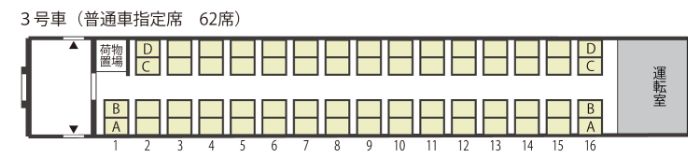 3号車（普通車指定席　62席）
