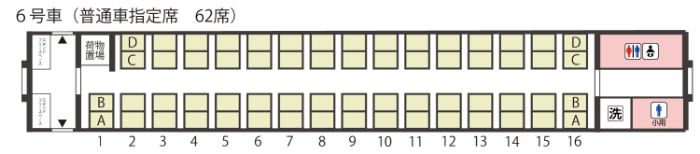 6号車（普通車指定席　64席）